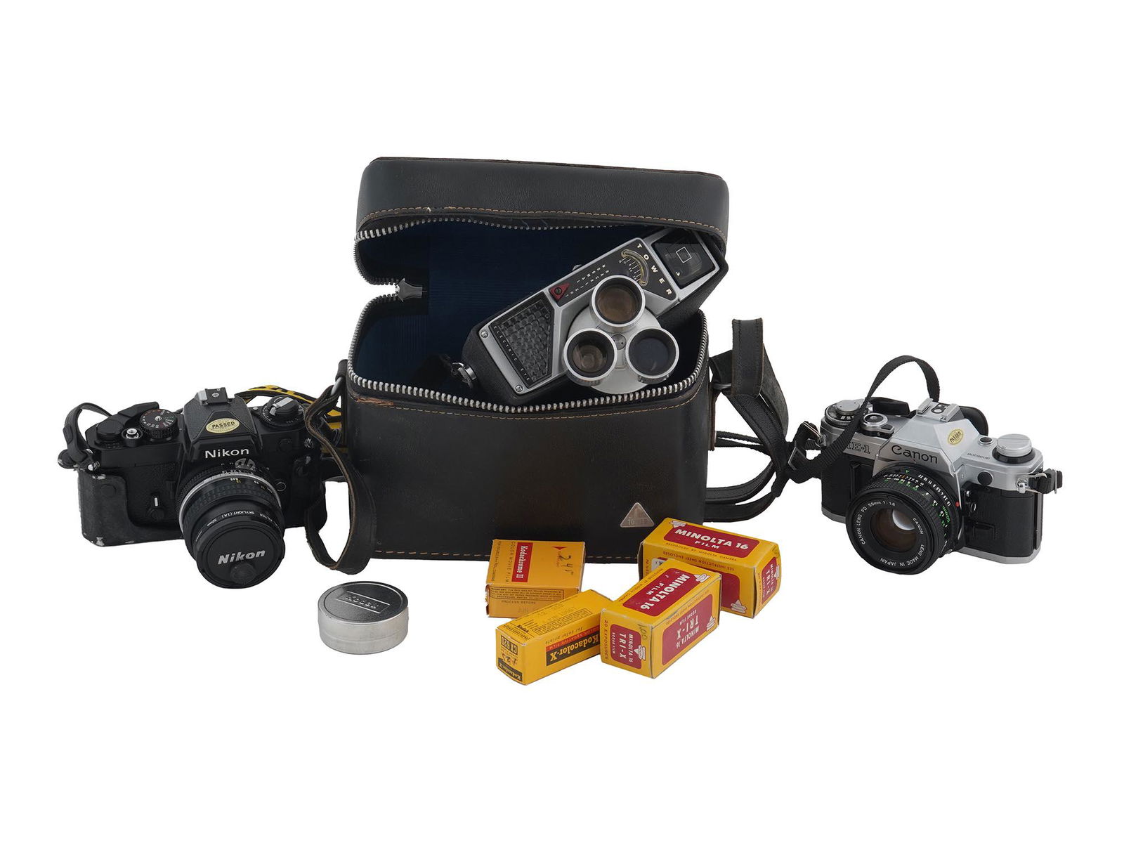 VINTAGE JAPAN AND USA CAMERAS AND FILMS IN CASE (1 of 20)