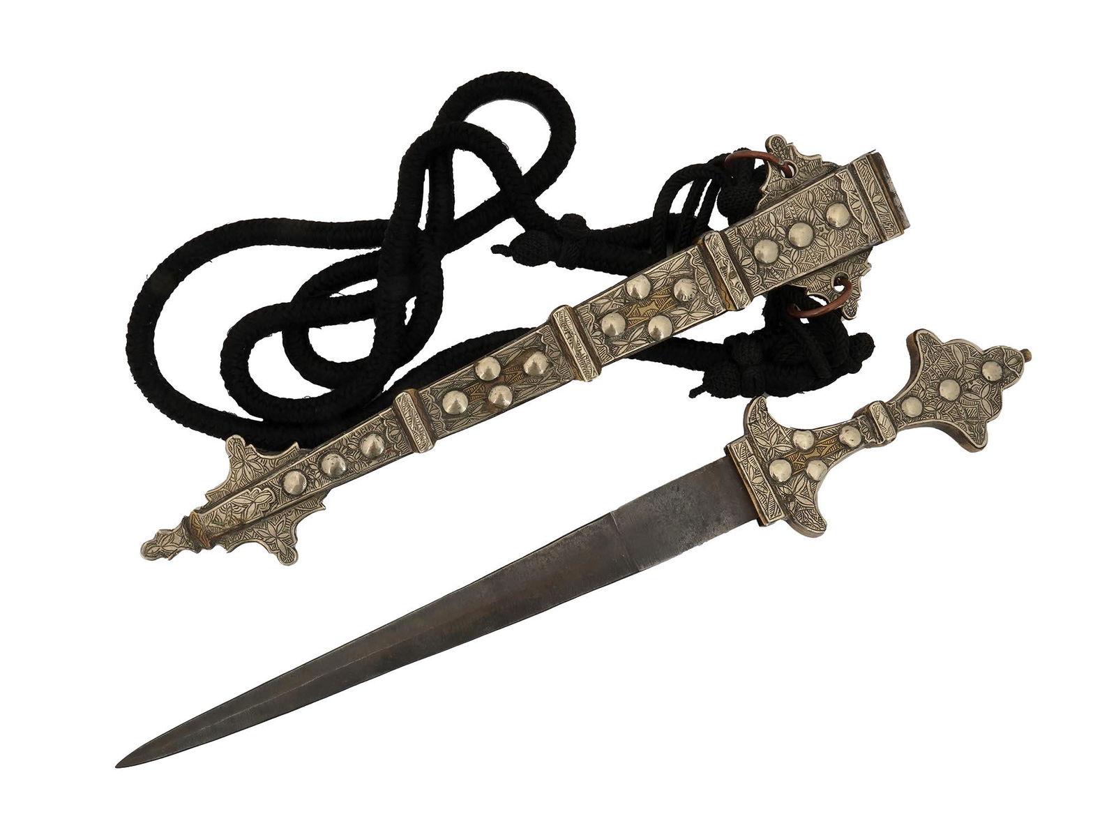 ANTIQUE 1900S ARABIC DAGGER WITH SILVER SHEATH (1 of 12)