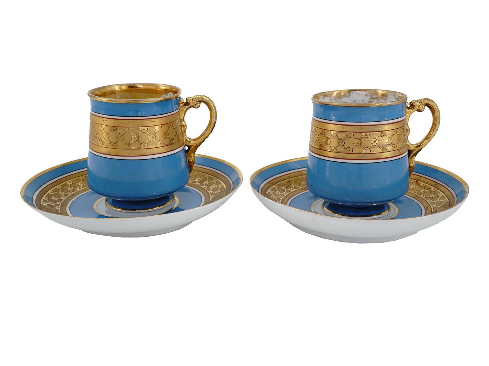 ANTIQUE RUSSIAN GARDNER PORCELAIN TEA PAIR, 19 C (1 of 8)