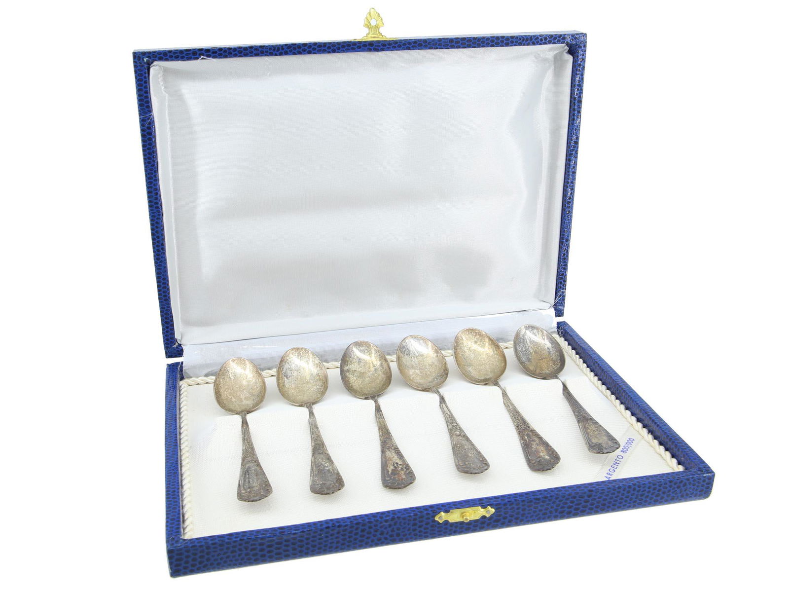 VINTAGE ARGENTO SILVER 800 SIX SPOONS SET IOB (1 of 8)