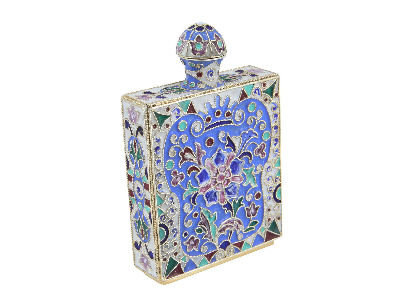 RUSSIAN GILT SILVER AND ENAMEL PERFUME BOTTLE (1 of 8)