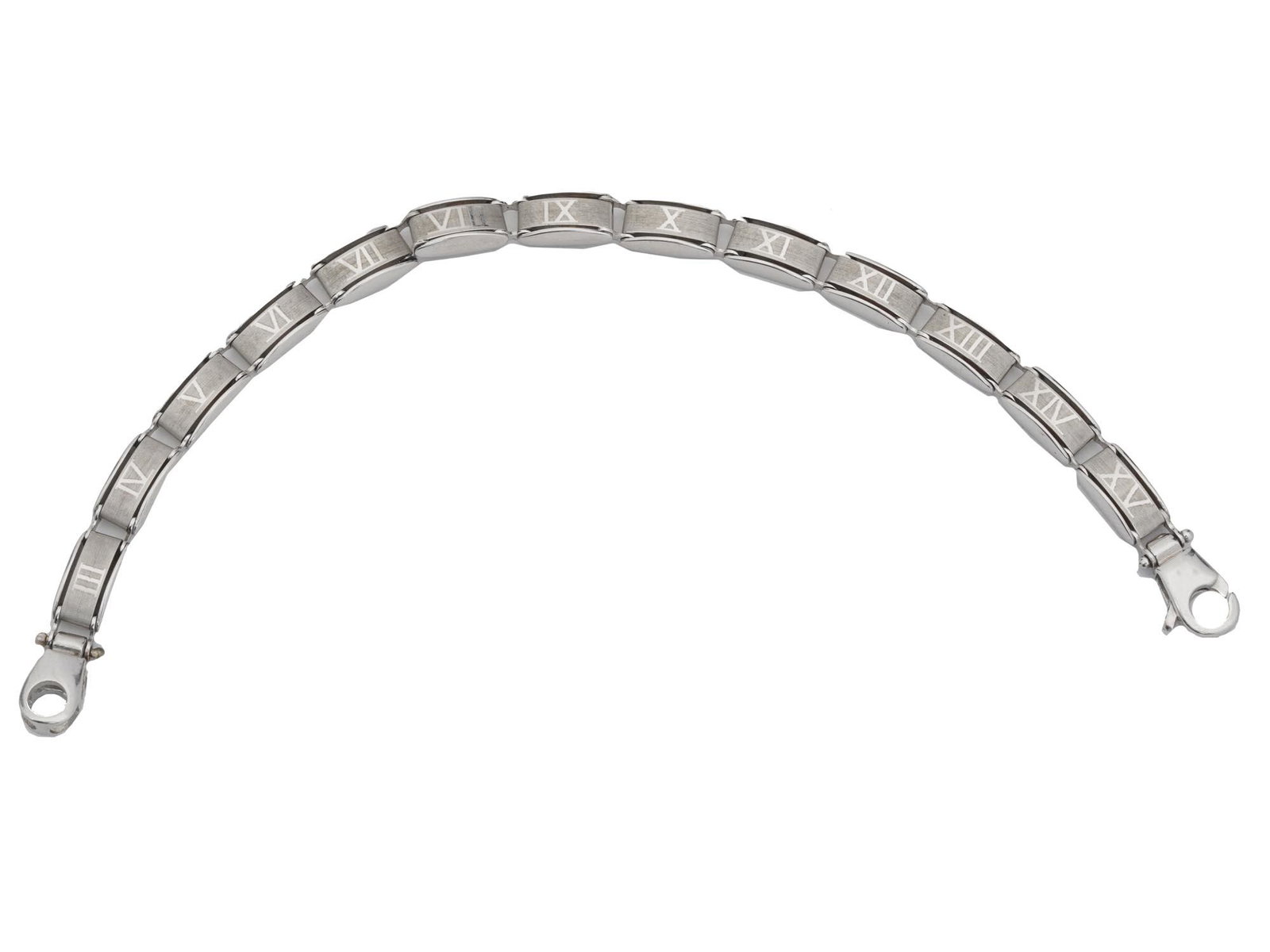 ITALIAN SILVER LINK BRACELET WITH ROMAN NUMERALS (1 of 4)