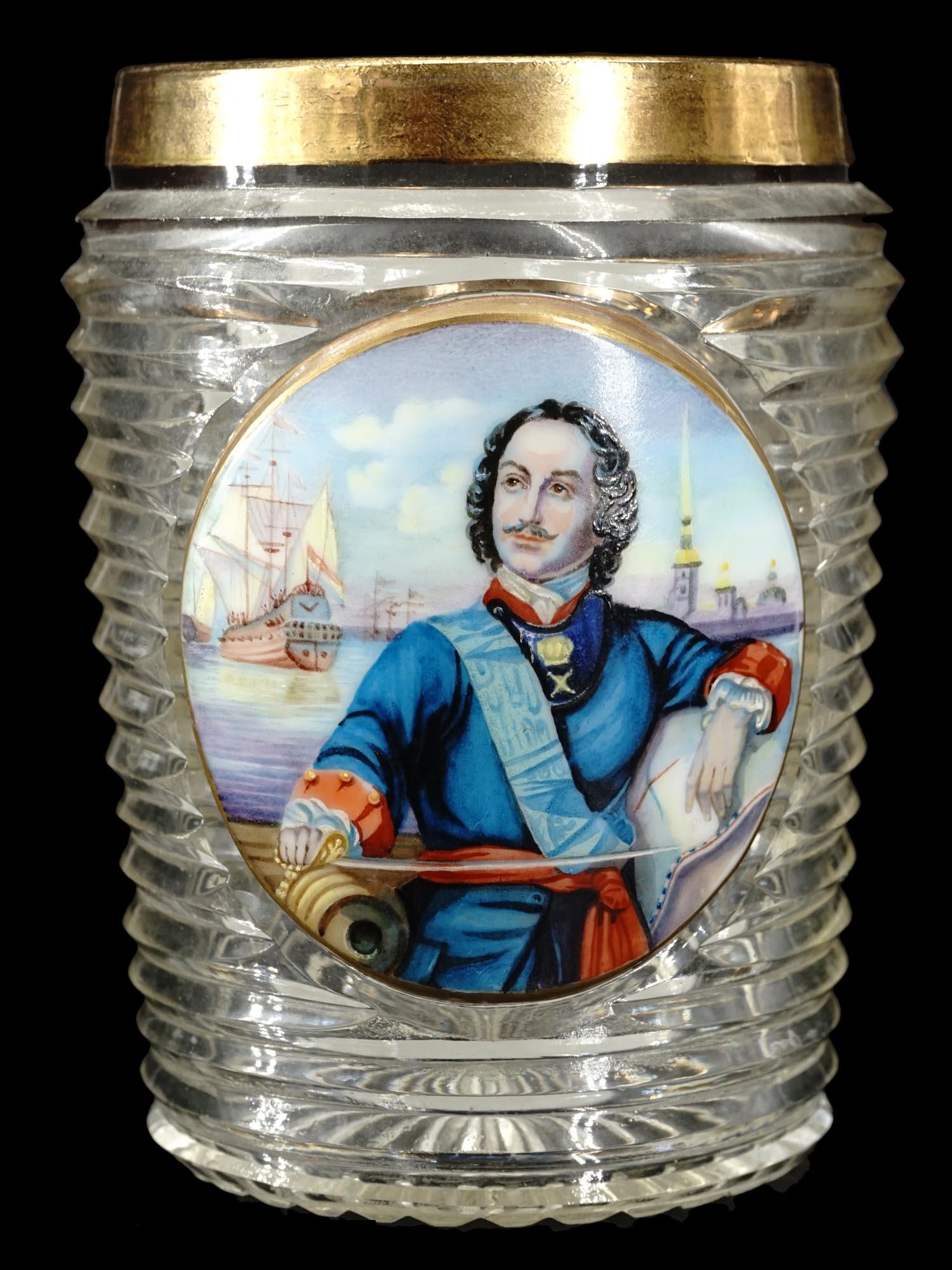 ANTIQUE RUSSIAN PETER THE GREAT CRYSTAL GLASS CUP (1 of 5)