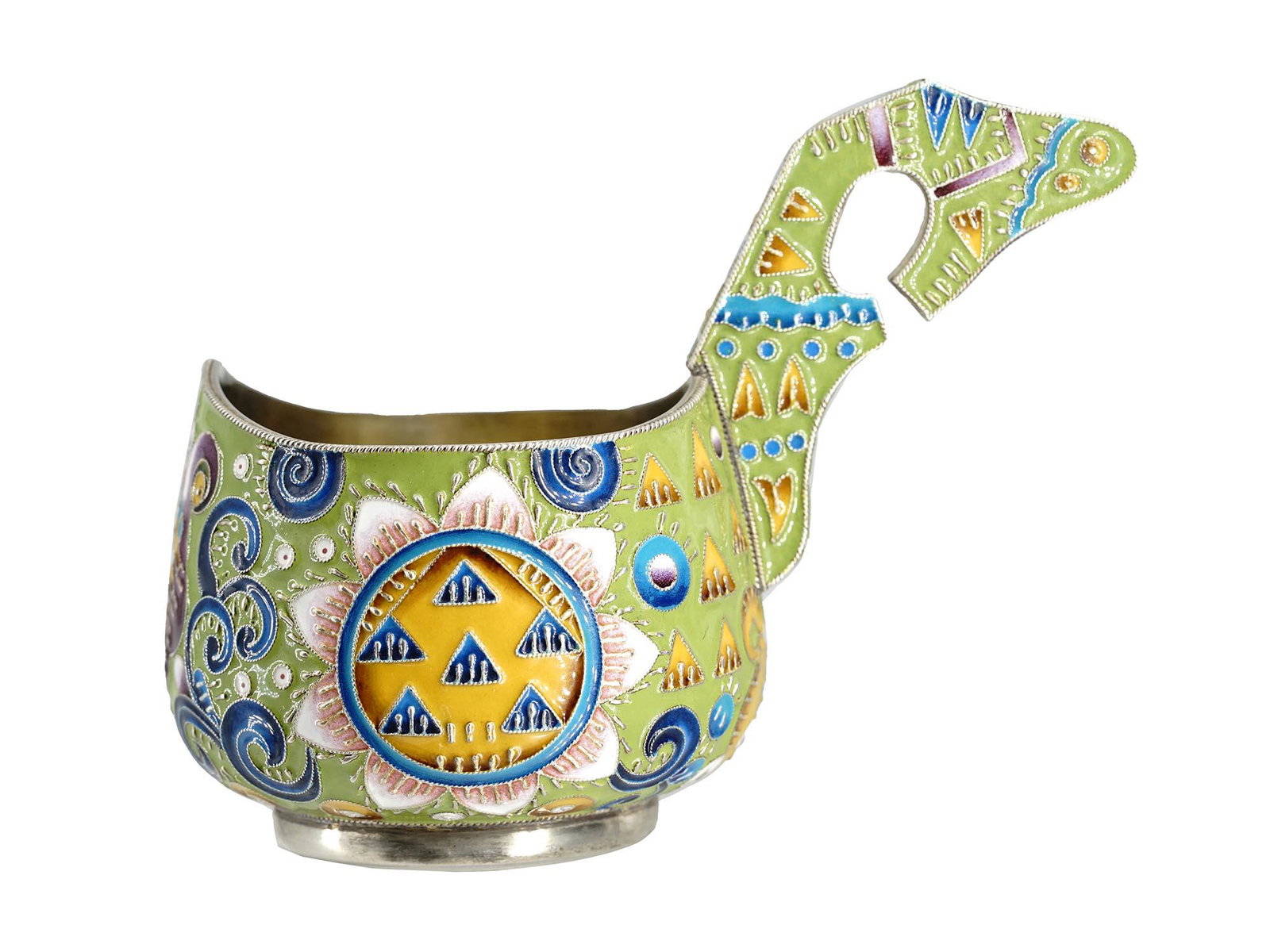 RUSSIAN 88 SILVER AND CLOISONNE ENAMEL KOVSH (1 of 8)