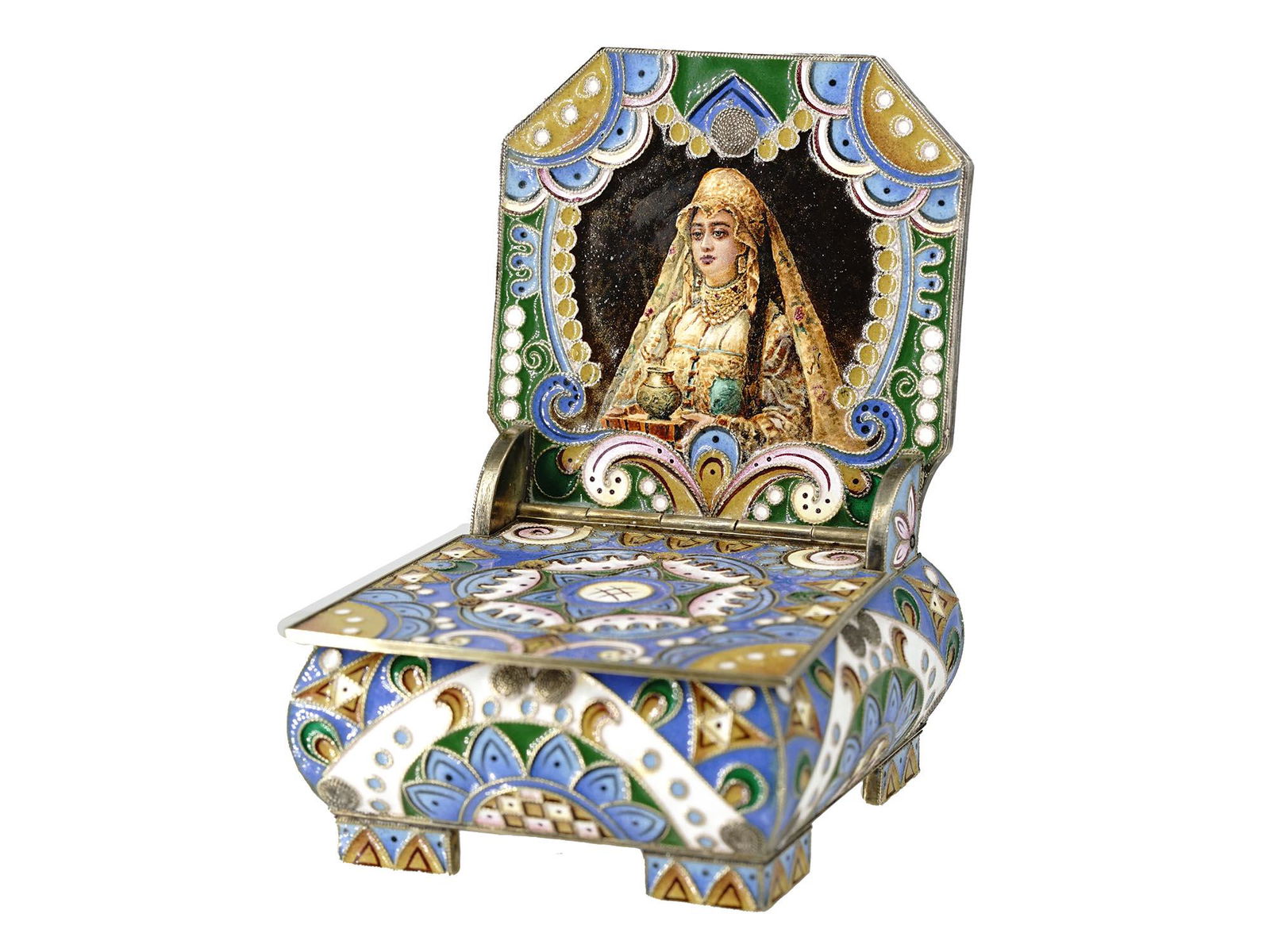 RUSSIAN 84 GILT SILVER ENAMEL SALT CELLAR THRONE (1 of 10)