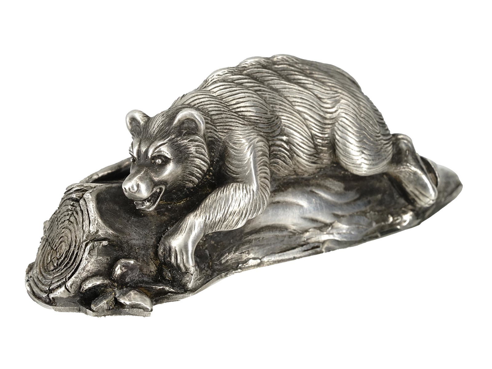 RUSSIAN HAND CARVED 84 SILVER BEAR FIGURINE (1 of 8)