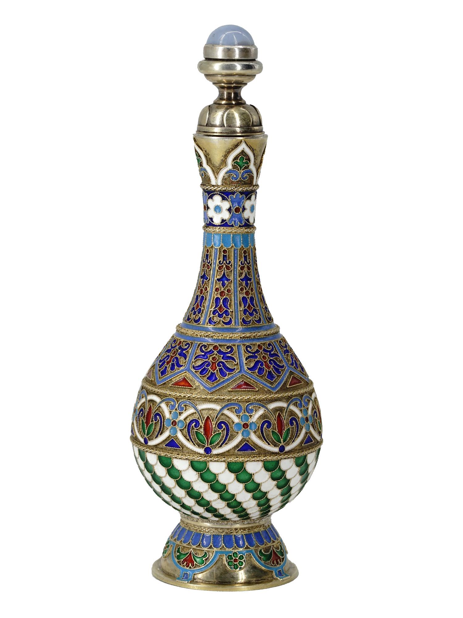 RUSSIAN 84 GILT SILVER AND ENAMEL PERFUME BOTTLE (1 of 7)