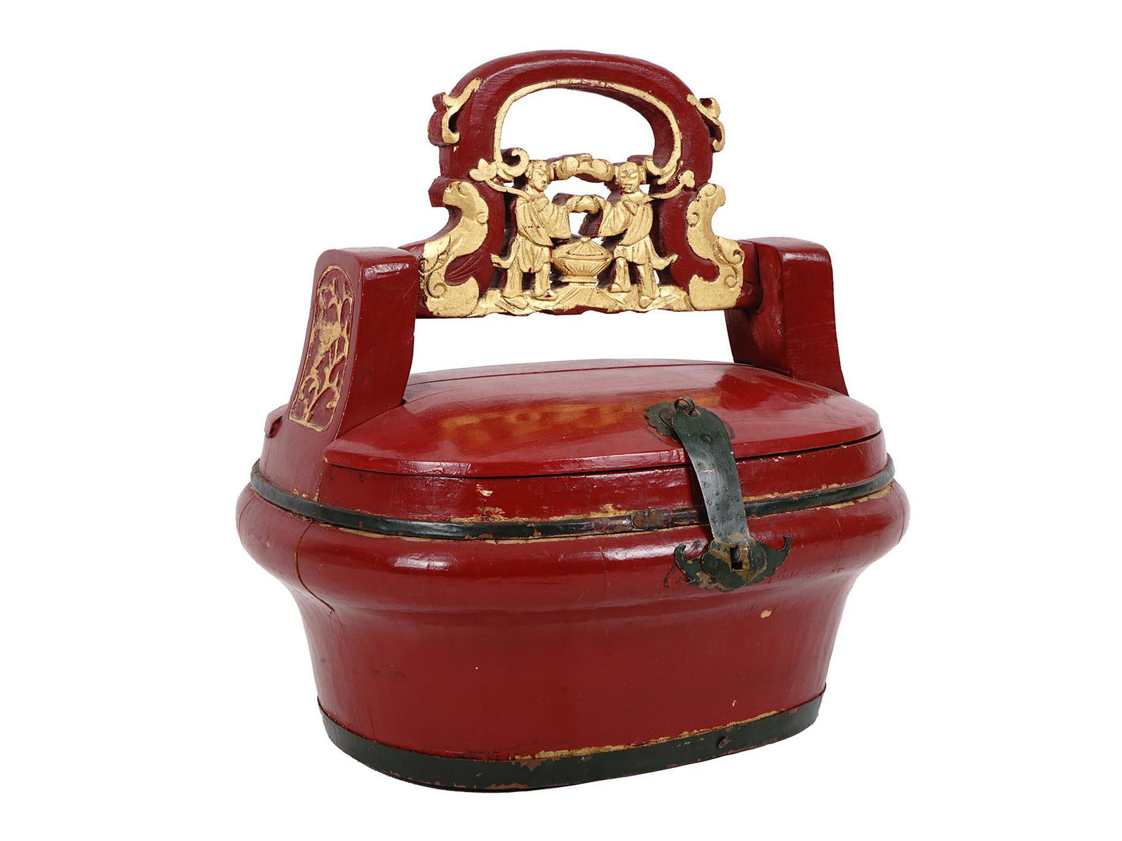 ANTIQUE ORIENTAL CHINESE WEDDING BASKET, 19TH C. (1 of 10)