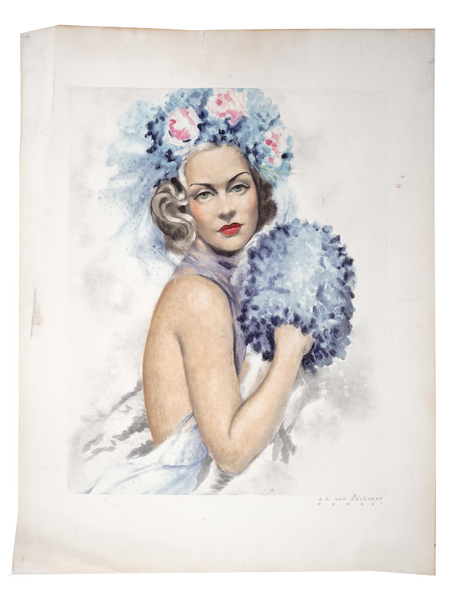 ART DECO ENGRAVING PORTRAIT BY JEAN VAN CAULAERT (1 of 6)