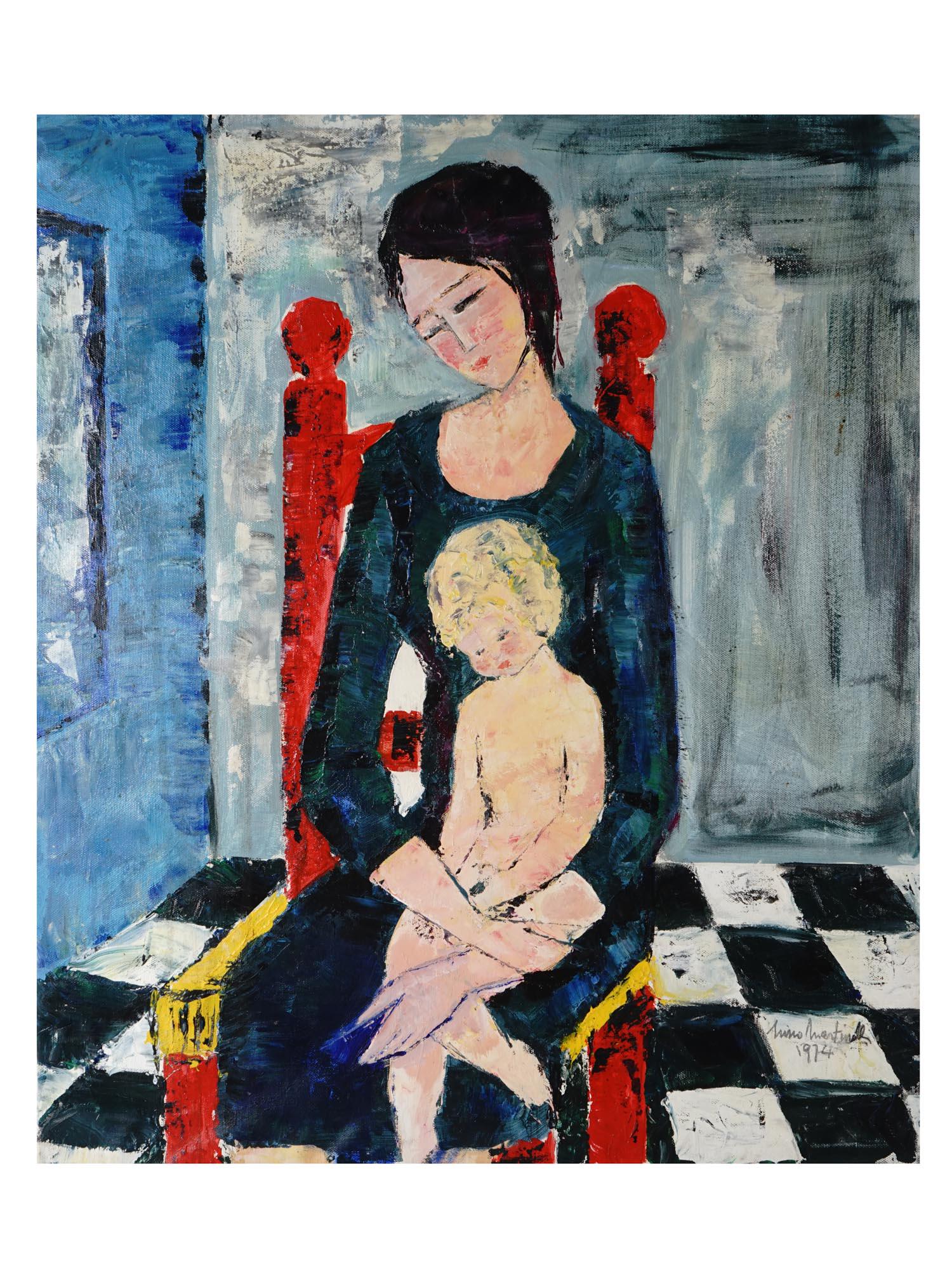 MID CENTURY ITALIAN ABSTRACT PAINTING MATERNITA (1 of 9)