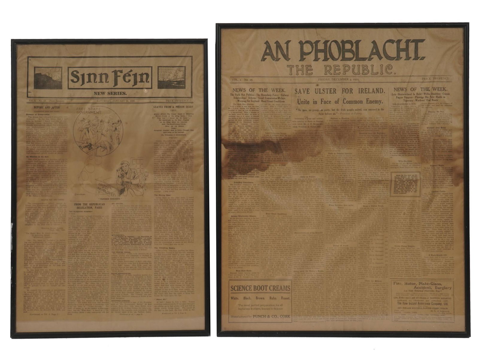 TWO 1925 IRISH NEWSPAPERS AN PHLOBACHT SINN FEIN (1 of 5)