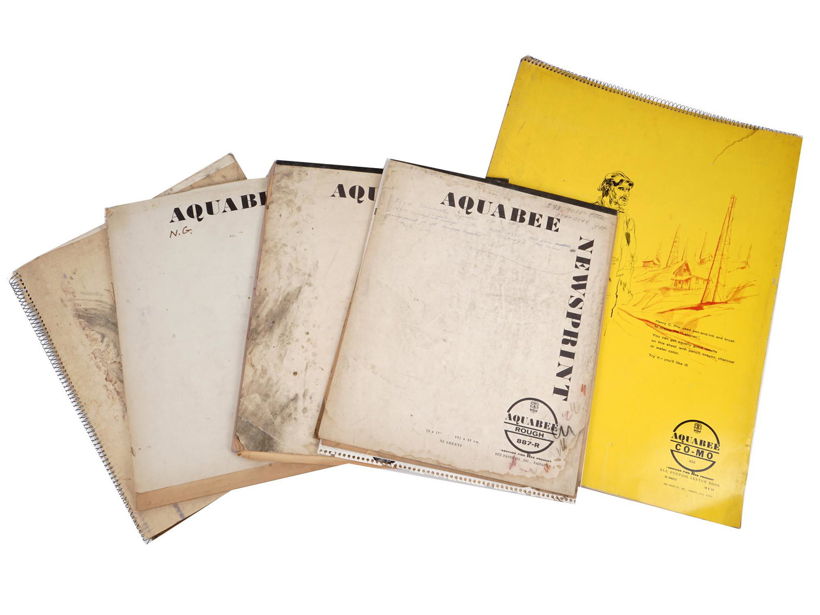 AMERICAN ART STUDENT SKETCH PAINTING PORTFOLIOS: An American art students portfolios sketch books from a professor in New York. The portfolios include ink, pastel, pencil and charcoal paintings on paper depicting still lifes, female and male nude fi