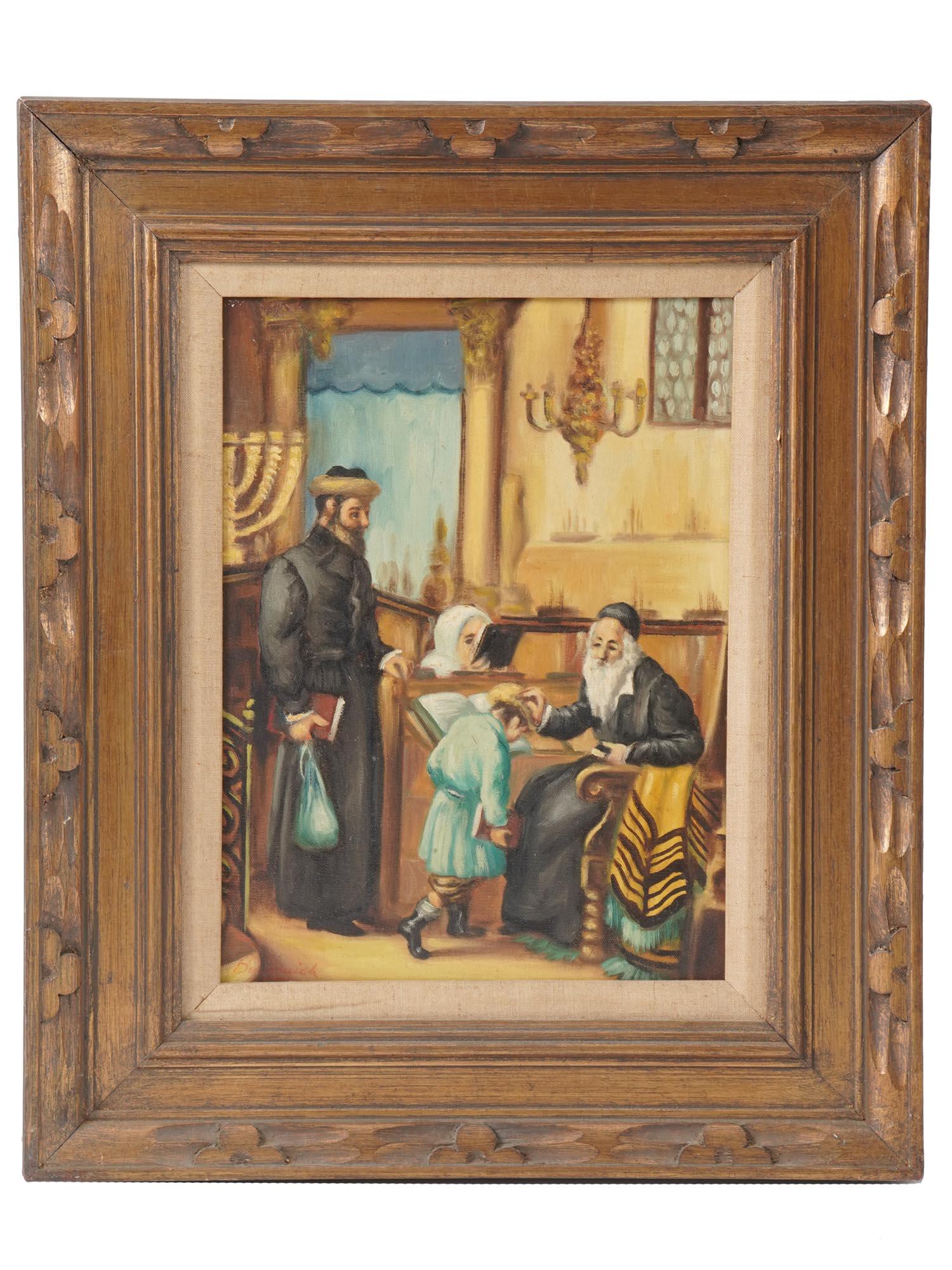 VINTAGE JUDAICA BLESSING OF CHILD PAINTING SIGNED (1 of 5)