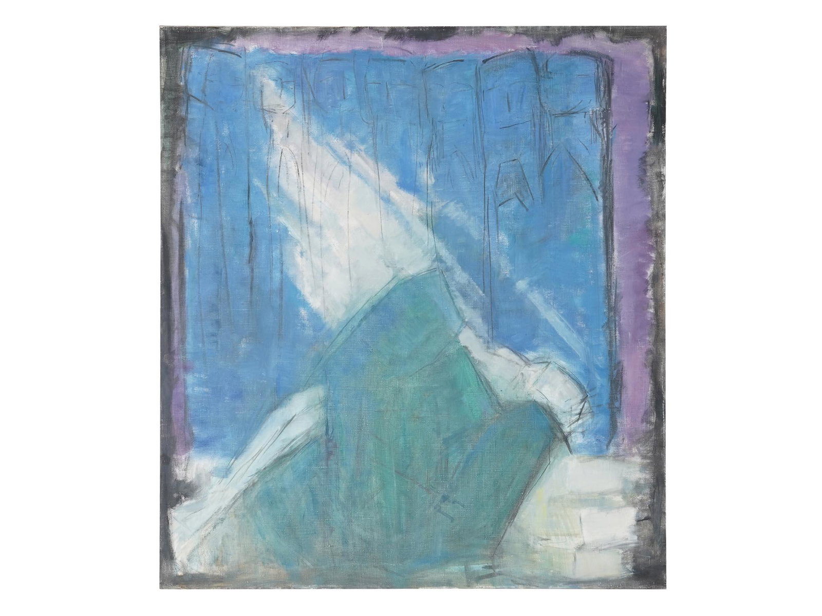 ARMENIAN ABSTRACT OIL PAINTING SIRARPY TOROSSIAN: Sirarpy Torossian, Armenian, American, 1916 to 1995, oil painting on canvas, Son of Man, 1969. Signed, titled, dated and inscribed on the back. Additionally inscribed, Catalogue 4, on the back. Sirarp