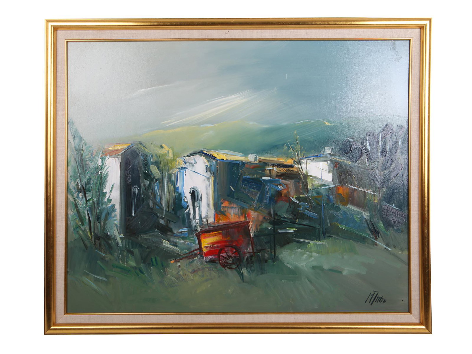 MICHELLE INNO OIL PAINTING VILLAGE SCENE (1 of 5)