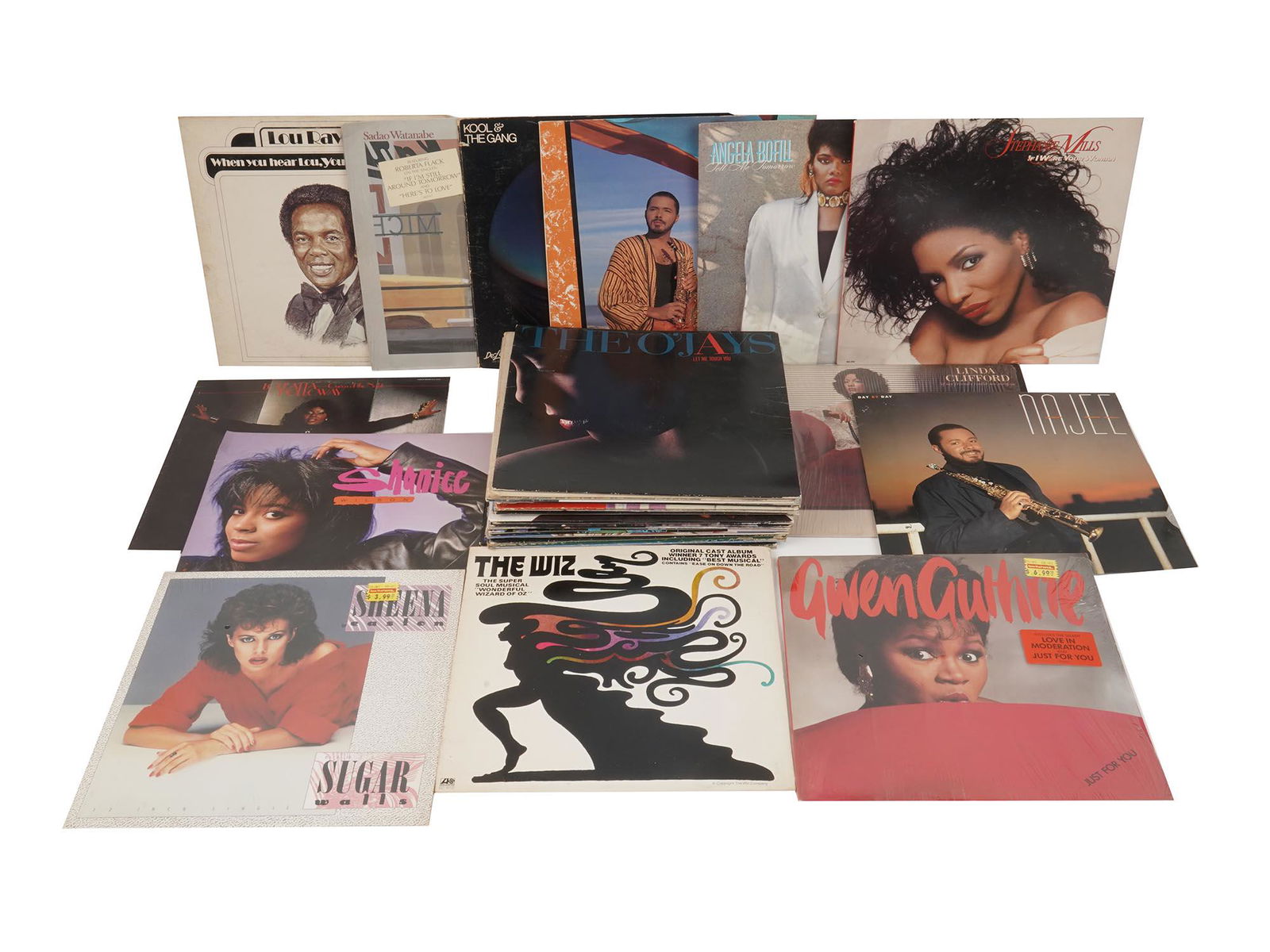 VINYL RECORDS EDDIE MURPHY CHAKA KHAN GOSPEL: A collection of vintage vinyl records of African American music. A total of 33 items. The lot includes albums by Eddie Murphy, Joyce Kennedy, The Supremes, Chaka Khan, various Gospel compilations and