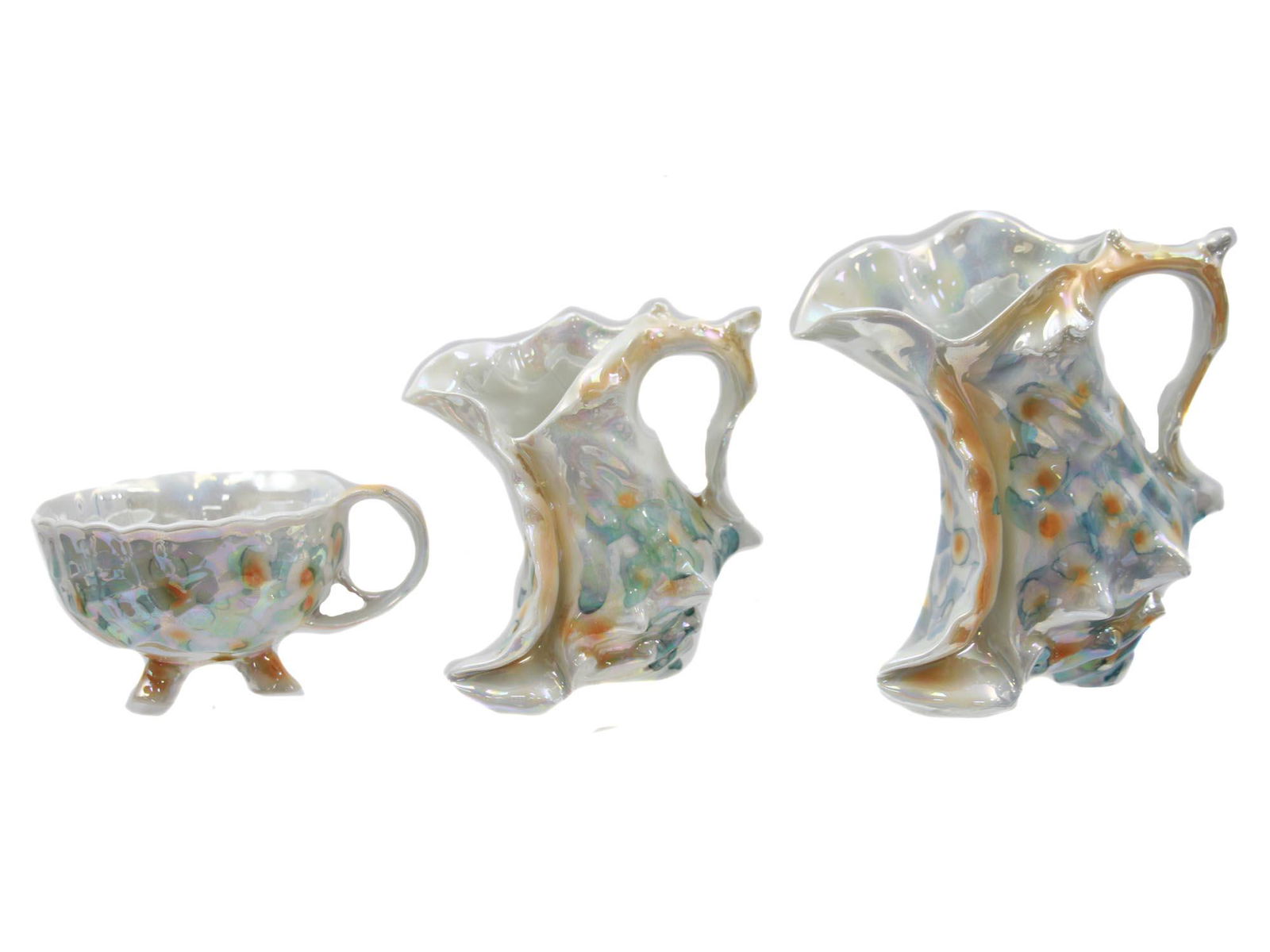 VINTAGE ROYAL BAYREUTH SEASHELL SET, THREE PIECES (1 of 9)