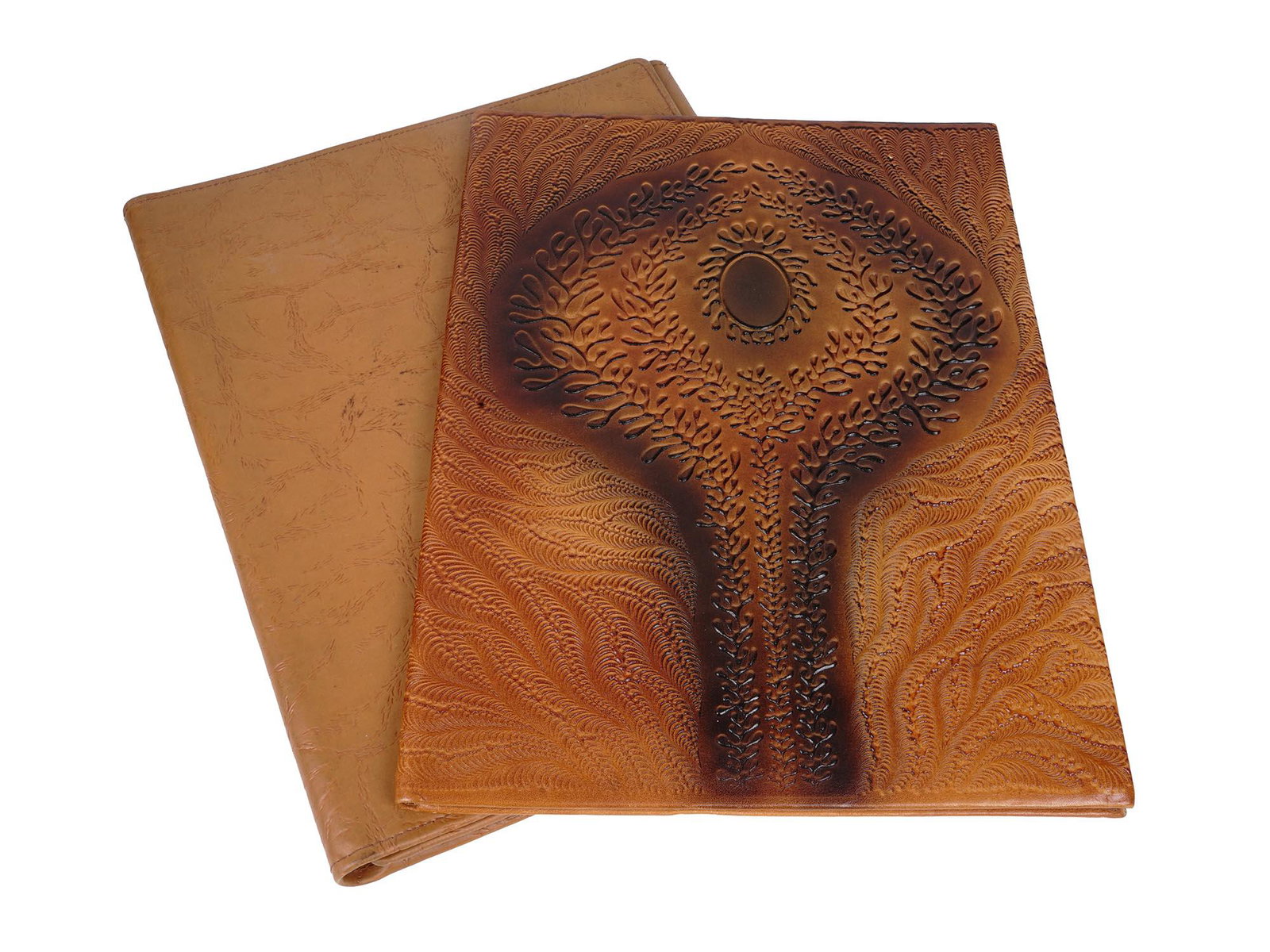 TWO VINTAGE GERMAN BROWN LEATHER FOLDING COVERS (1 of 10)