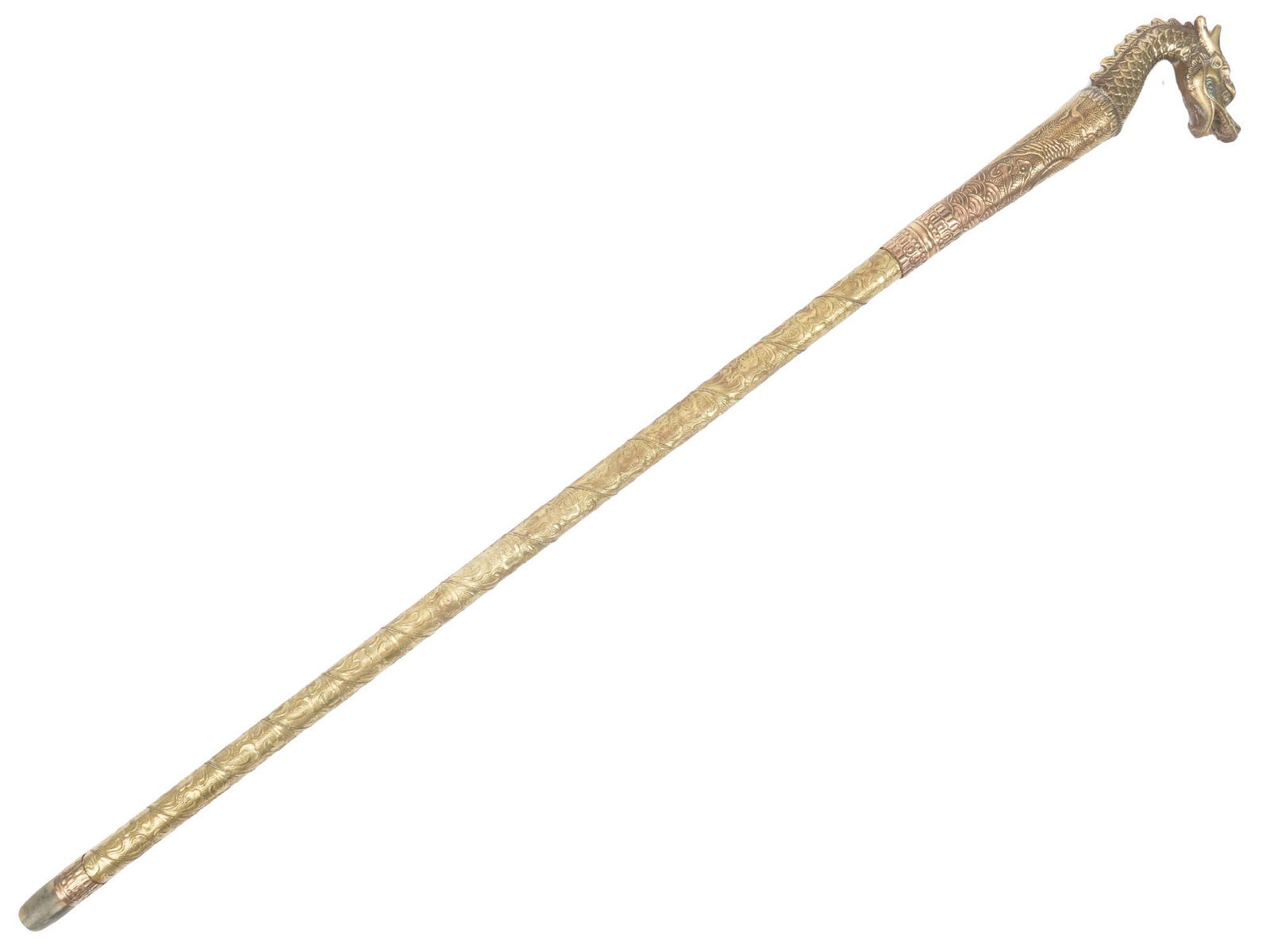 VINTAGE CHINESE DRAGON HEAD SWORD CANE (1 of 9)