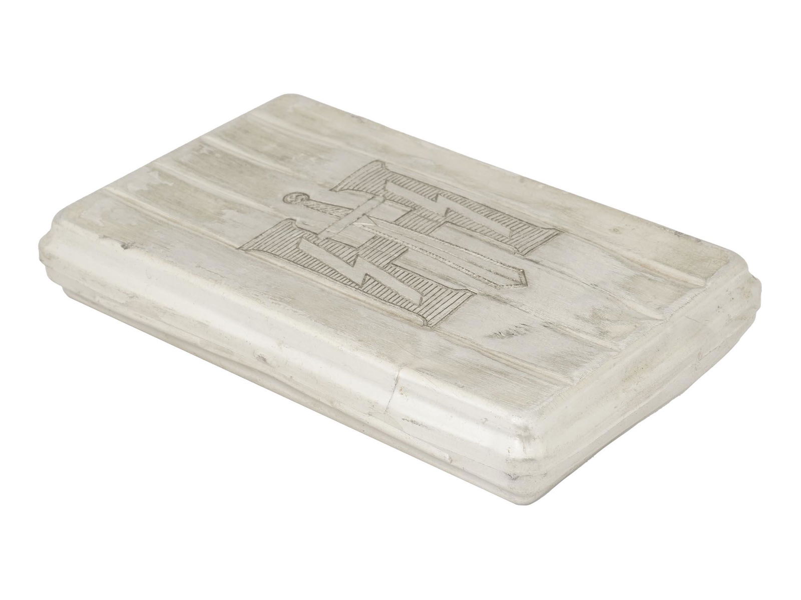 WWII NAZI GERMAN ENGRAVED METAL CIGAR BOX SS SWORD: A Nazi German silver-toned metal cigar box. The cover of the case has an engraved SS emblem with a sword and swastika. The Schutzstaffel, or SS, was a major military organization in Nazi Germany respo