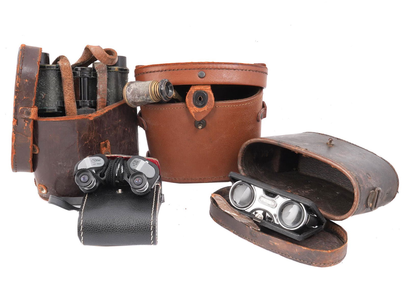 VINTAGE BINOCULARS AND LEATHER CASES (1 of 4)