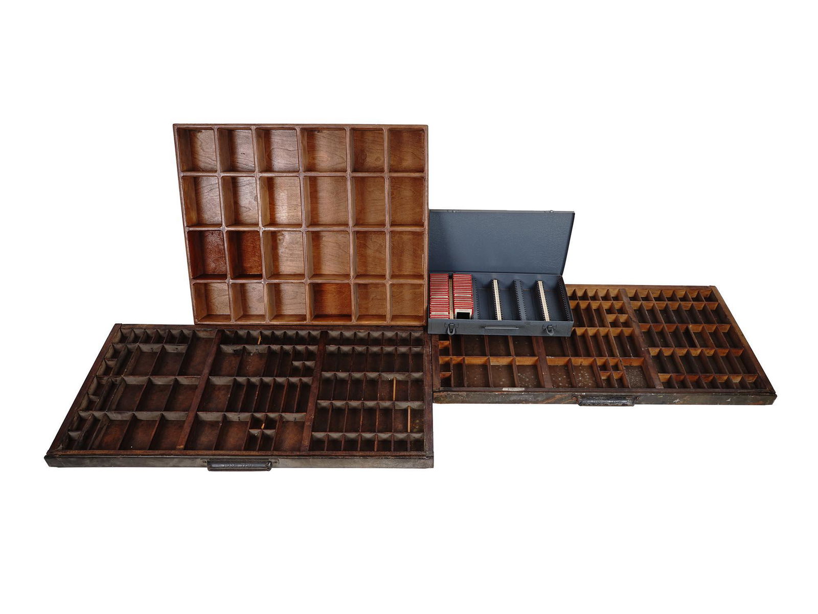 COLLECTION OF FOUR VINTAGE WOOD CONTAINERS SLIDES (1 of 12)