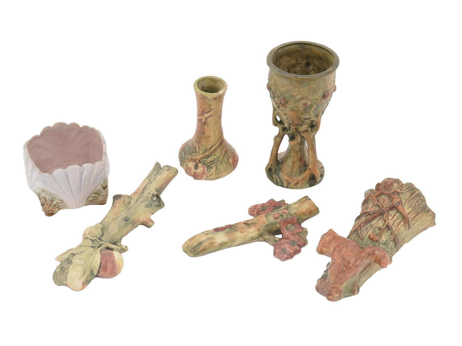 WELLER POTTERY WOODCRAFT WALL POCKETS AND VASES (1 of 9)