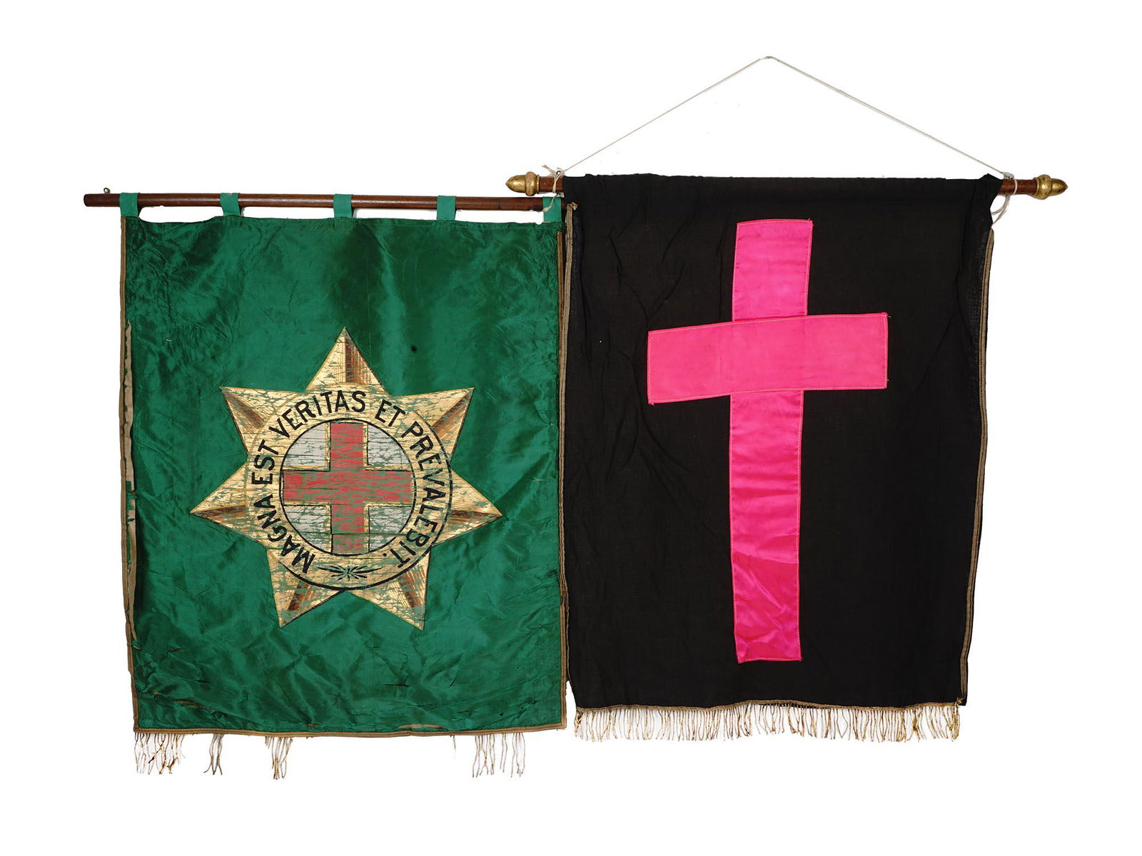 PAIR OF RELIGIOUS AND MASONIC HANGING BANNERS (1 of 10)