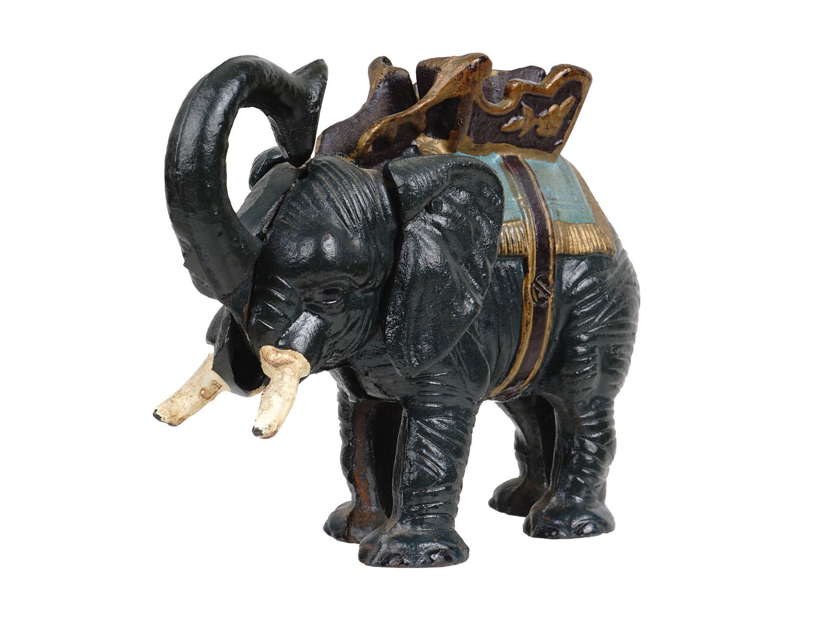 VINTAGE CAST IRON ELEPHANT COIN MONEY BANK (1 of 8)
