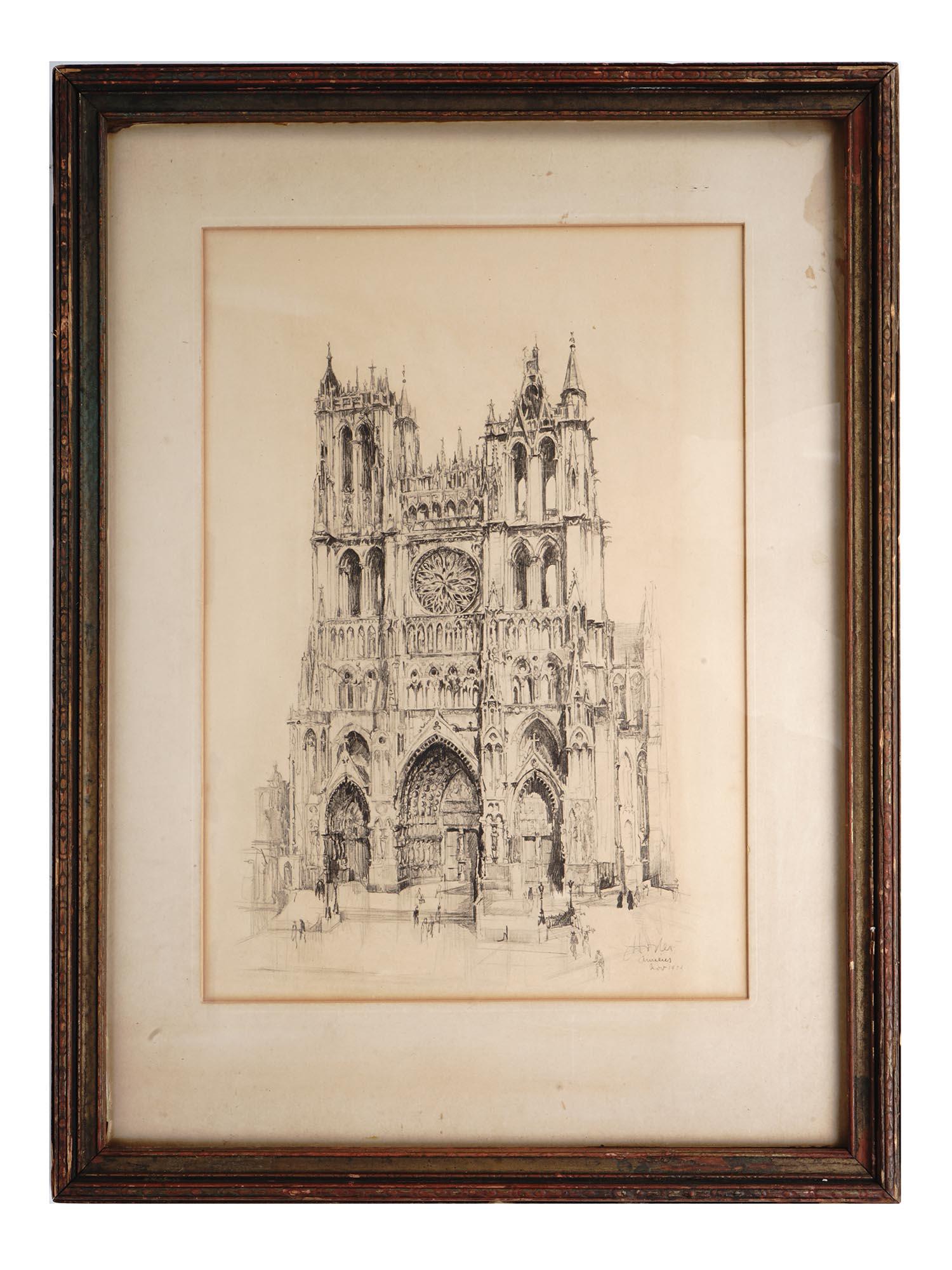 ATTR TO EDWARD SLOCOMBE ETCHING AMIENS CATHEDRAL (1 of 6)