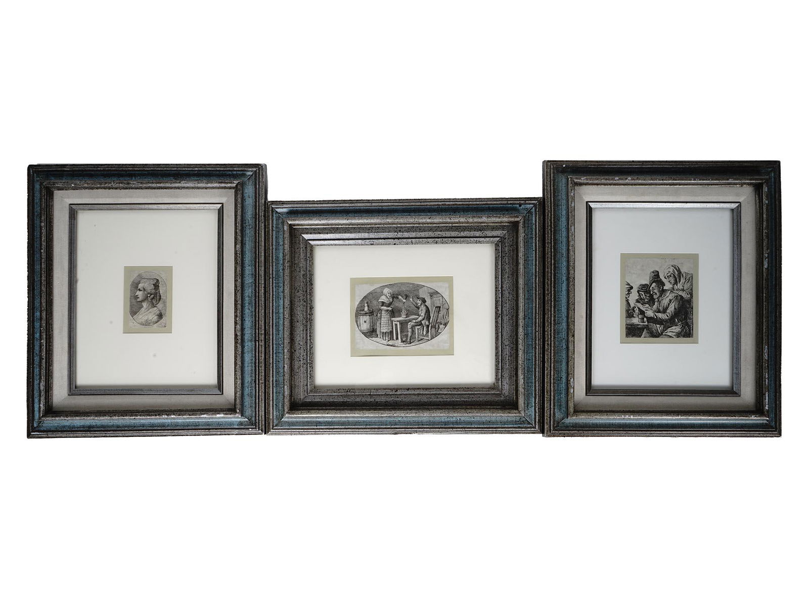 GROUP OF THREE ANTIQUE MINIATURE ETCHINGS FRAMED (1 of 5)