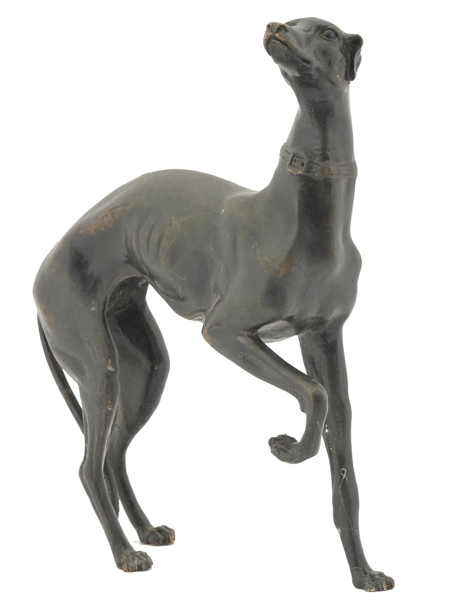 ANTIQUE ITALIAN GREYHOUND DOG BRONZE SCULPTURE (1 of 7)