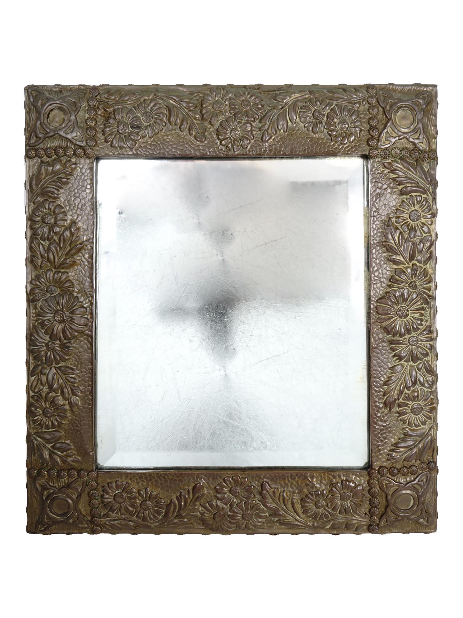 ANTIQUE BEVELLED GLASS RUSTIC BRASS FRAMED MIRROR (1 of 8)