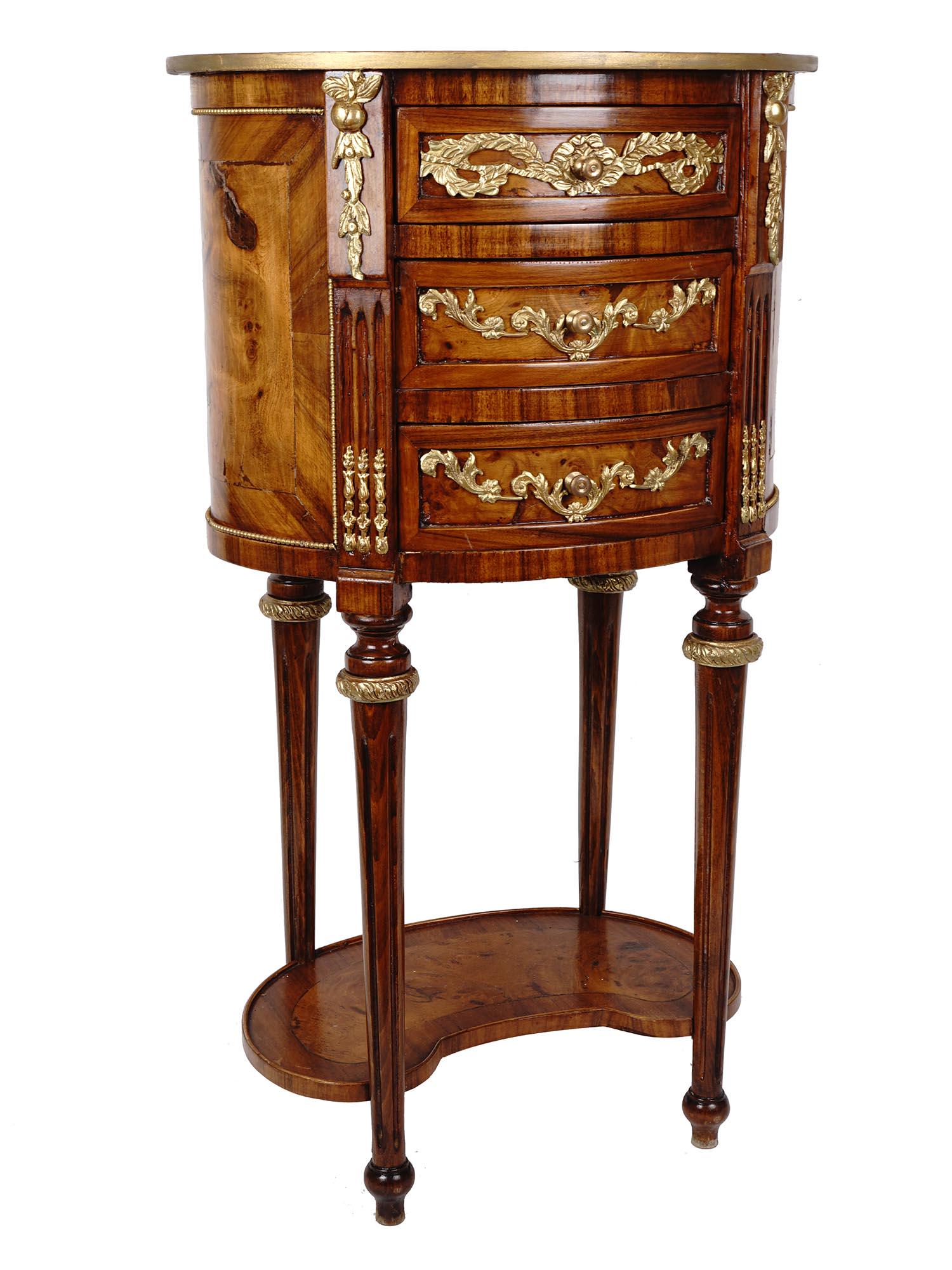 ANTIQUE FRENCH OVAL ROSEWOOD BEDSIDE TABLE (1 of 8)