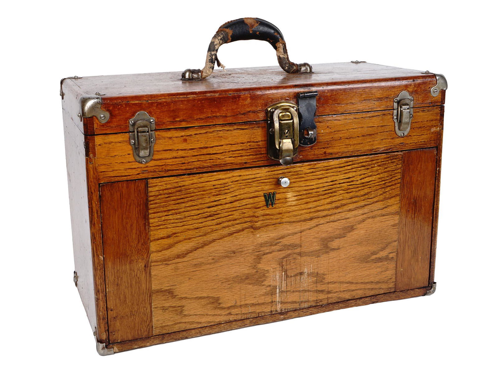 HANDLED WOODEN CHEST WITH HINGED LID BY GERSTNER (1 of 10)
