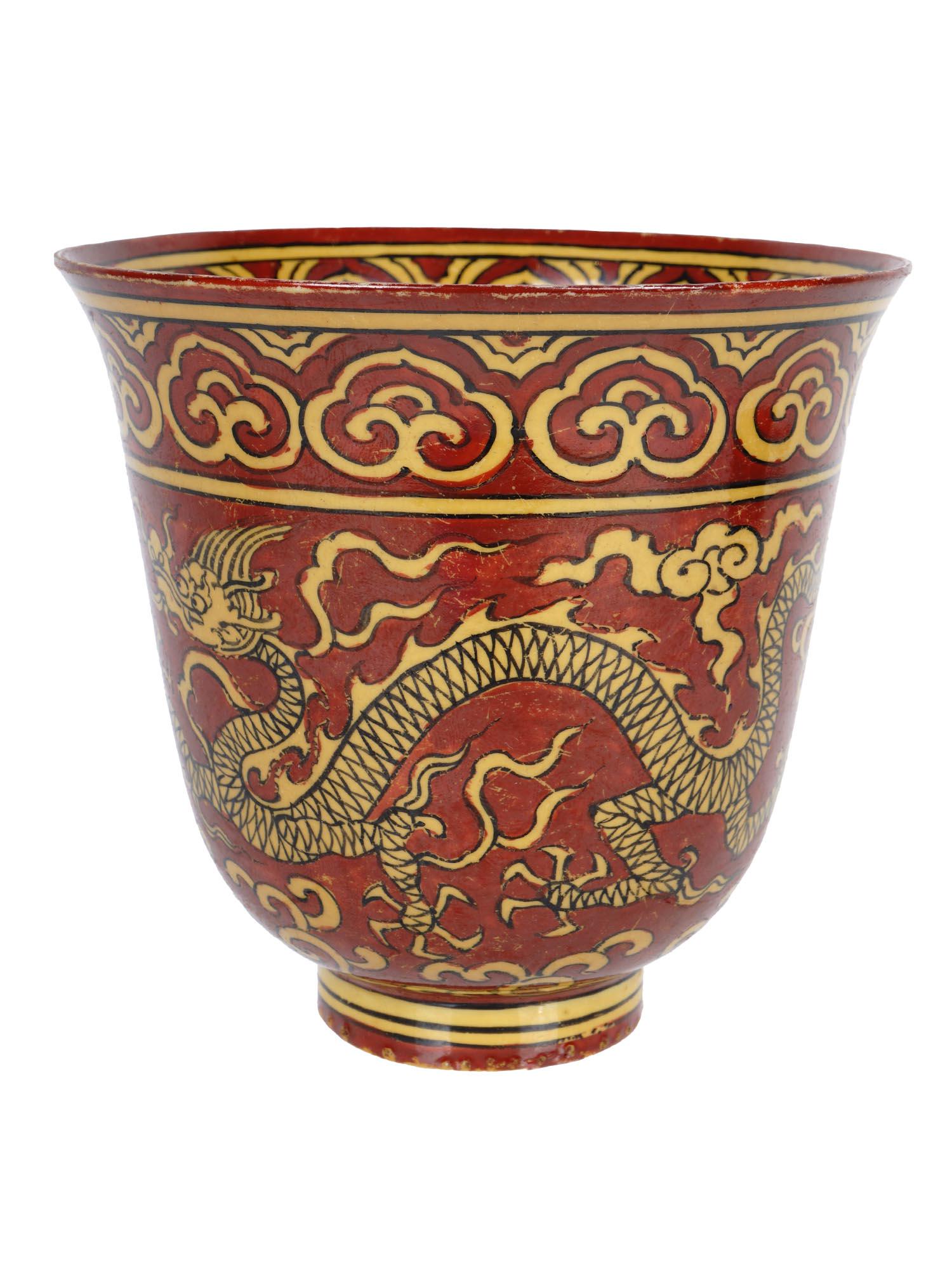 ANTIQUE CHINESE ENAMEL DRAGON PORCELAIN BOWL (1 of 6)