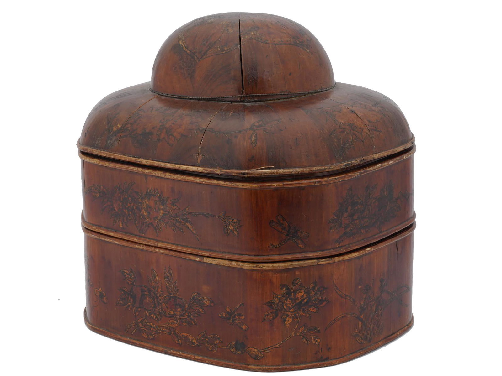 ANTIQUE CHINESE STACKABLE WOODEN HAT TRAVEL CASE (1 of 11)