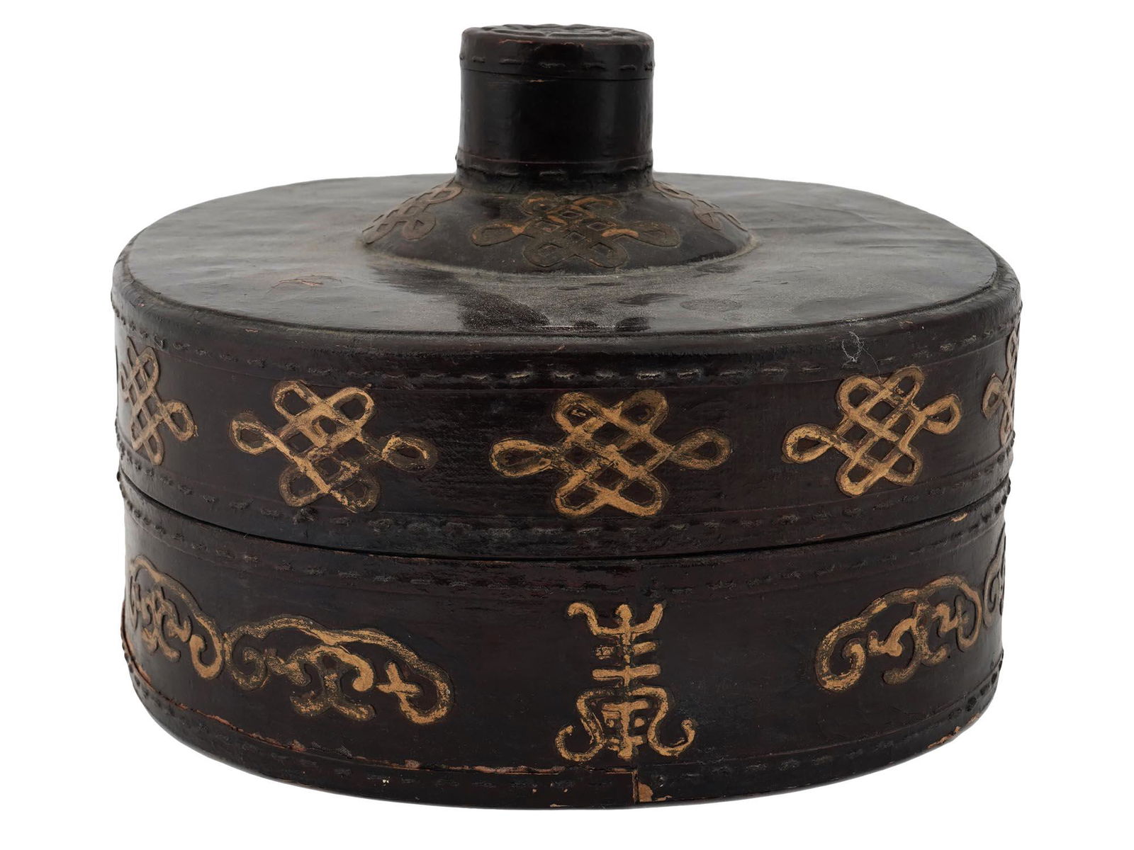 ANTIQUE CHINESE SUMMER MENS HAT AND LEATHER BOX (1 of 8)