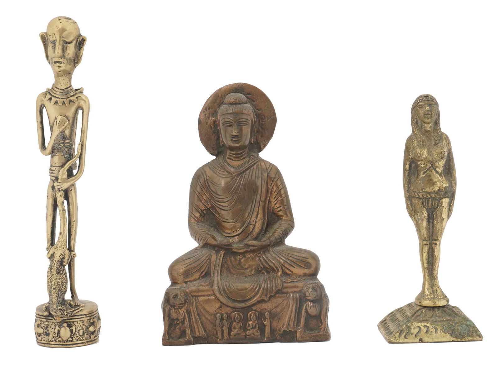 VINTAGE ORIENTAL BRASS FIGURINES, BUDDHA AND MORE (1 of 8)