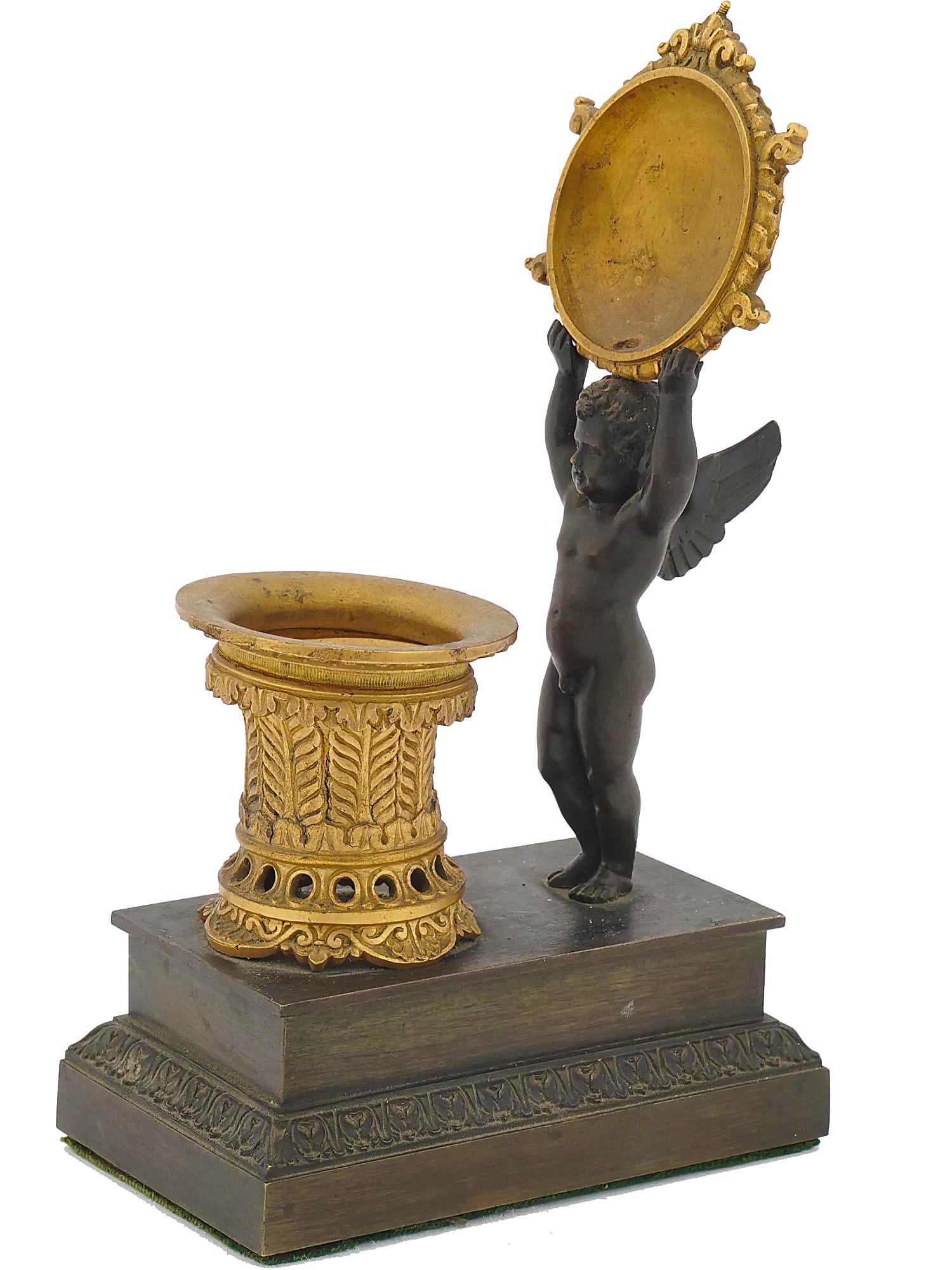 ANTIQUE GILT BRONZE INKWELL OVER TRINKET STAMP BOX (1 of 8)