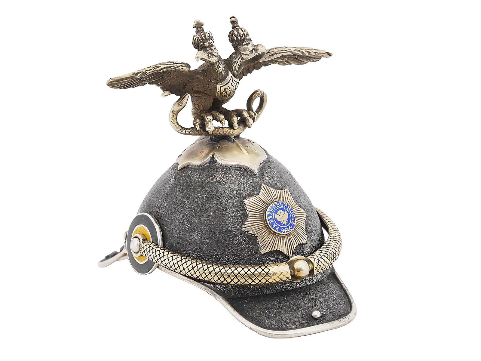 RUSSIAN GOLD SILVER ENAMEL GUARD HELMET STIRRUP CUP (1 of 10)