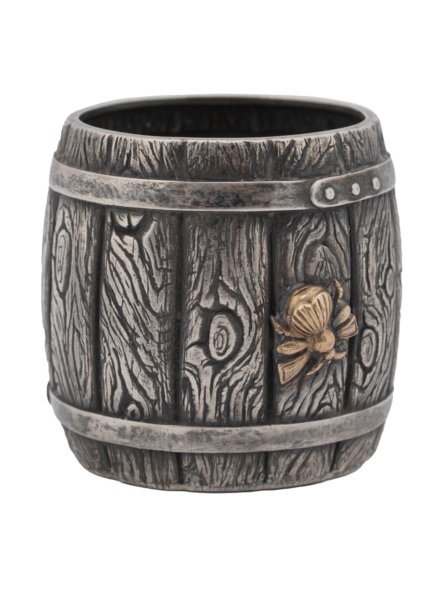 RUSSIAN TROMPE LOEIL SILVER BARREL BEAKER (1 of 7)