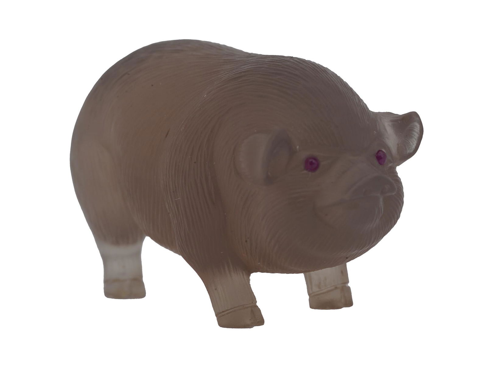 RUSSIAN CARVED AGATE RUBY EYE PIG FIGURINE (1 of 7)