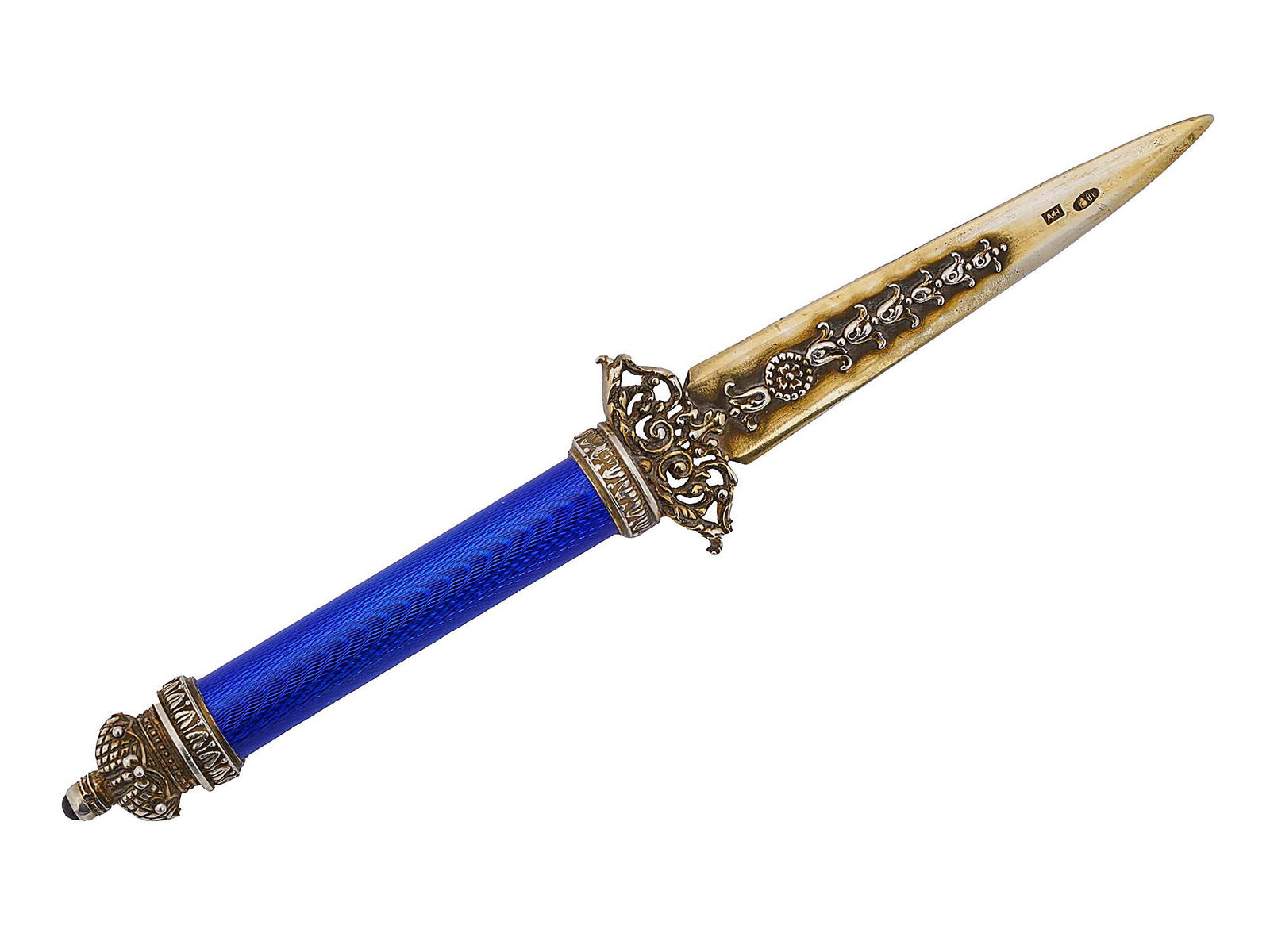 RUSSIAN SILVER BLUE ENAMEL LETTER OPENER (1 of 10)