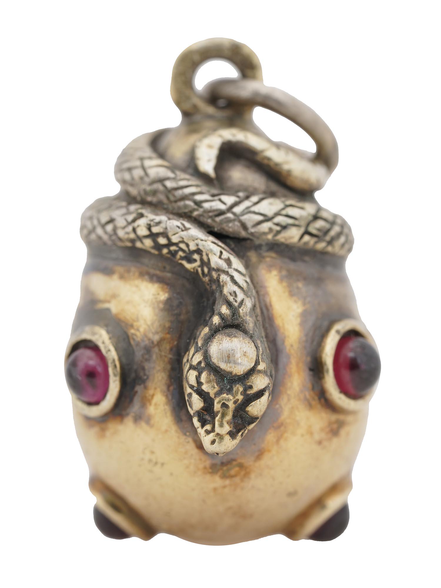 RUSSIAN SILVER RUBY STONES SNAKE FIGURINE PENDANT (1 of 8)
