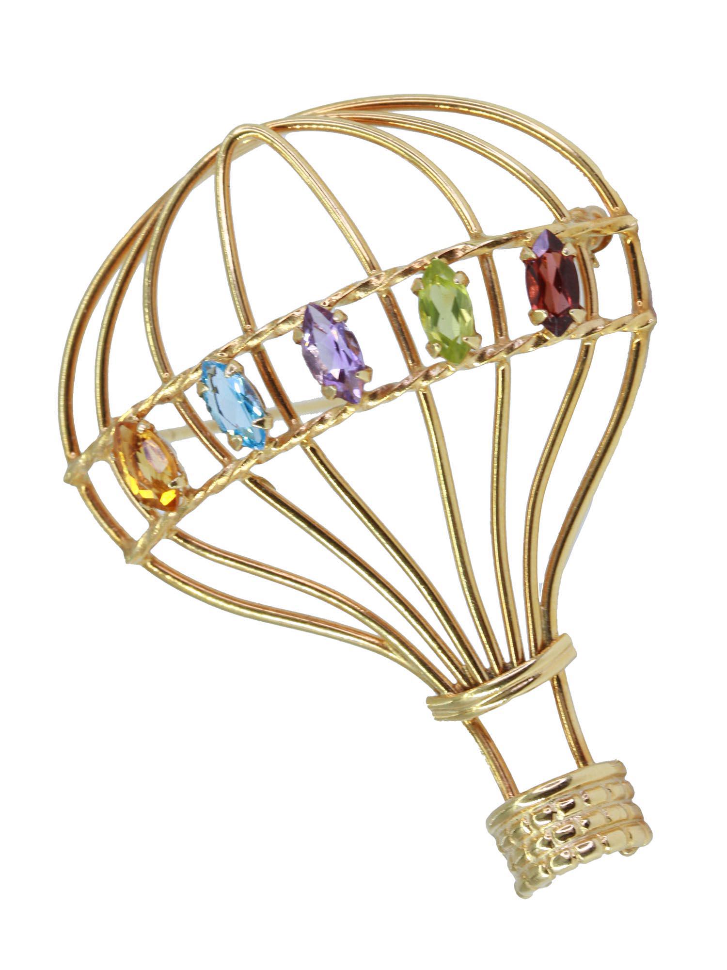 VAN DELL 14K GOLD HOT AIR BALLOON BROOCH (1 of 3)