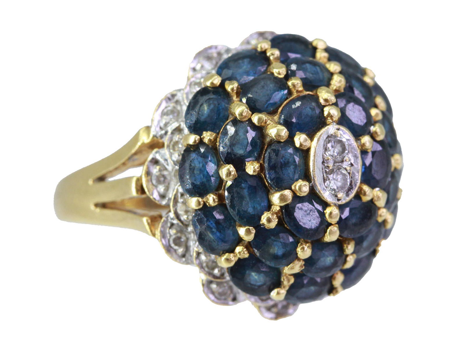 VINTAGE 18K GOLD SAPPHIRE DIAMOND JEWELRY RING (1 of 7)
