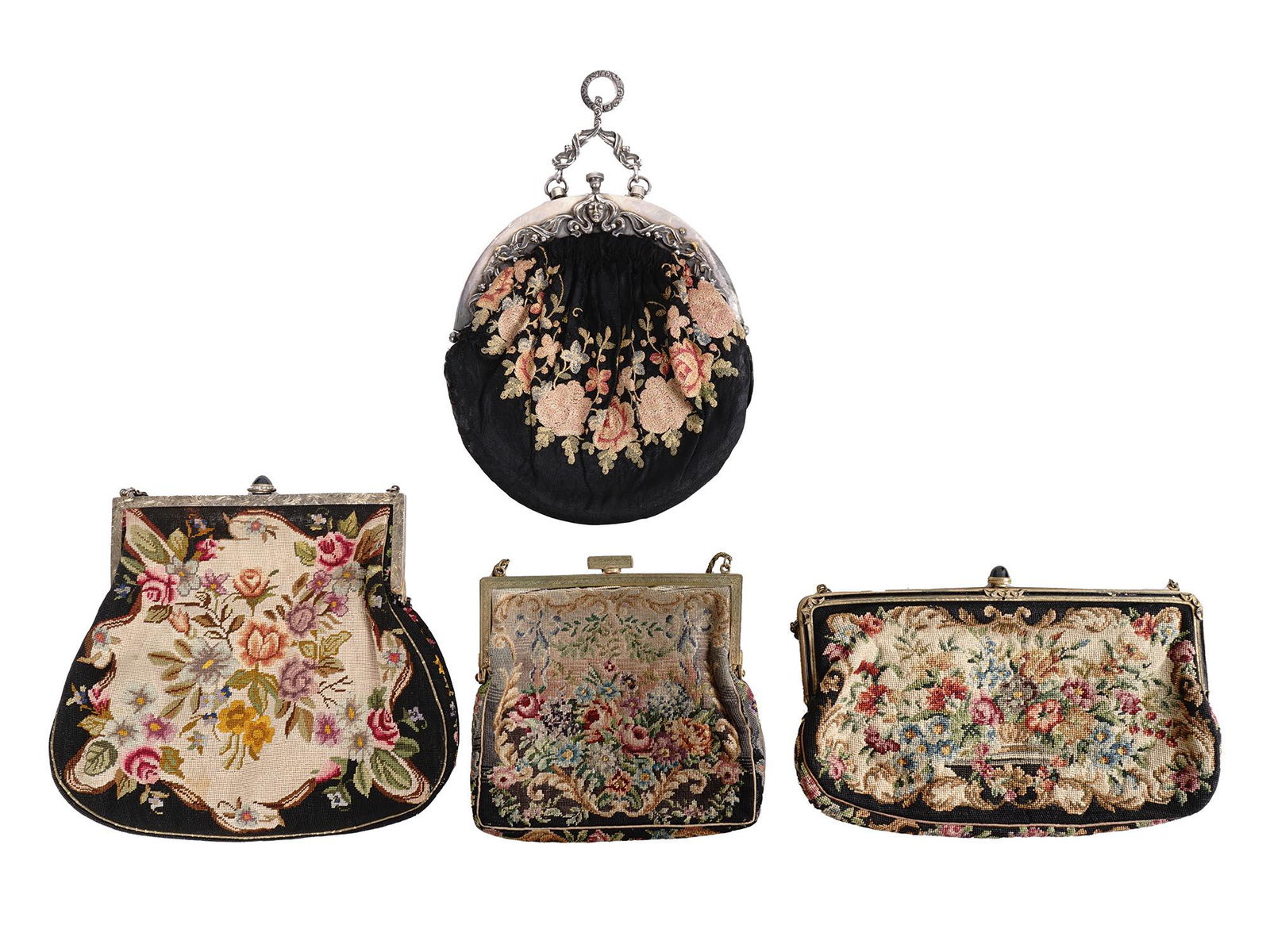 COLLECTION OF FOUR ART DECO STYLE TAPESTRY PURSES (1 of 12)