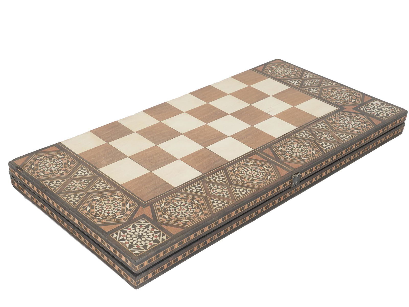 ANTIQUE DAMASCUS INLAY WOODEN CHECKERS GAME BOARD (1 of 7)