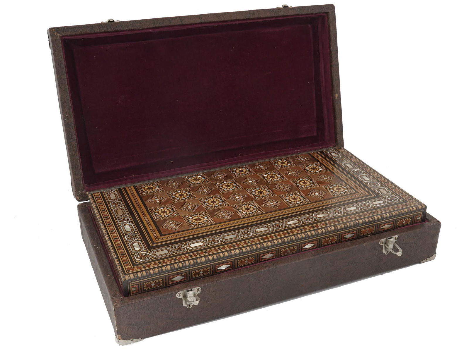 DAMASCUS MOTHER OF PEARL INLAY BACKGAMMON BOX SET (1 of 12)